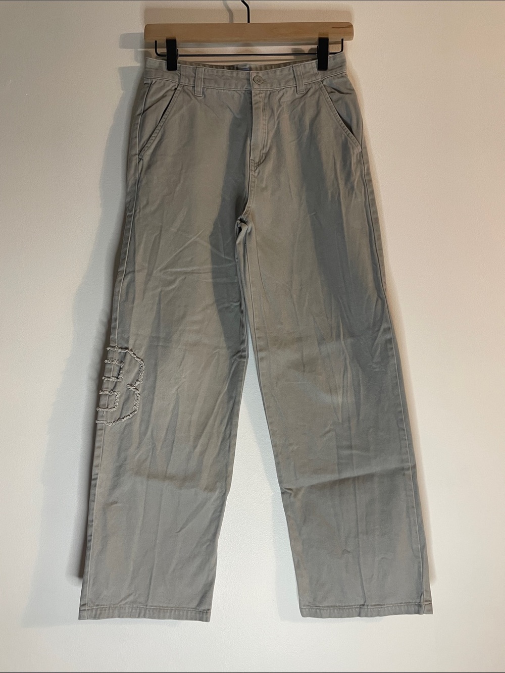 Casual Straight-Leg Pants Light Gray 100% Cotton Youth Boys 14